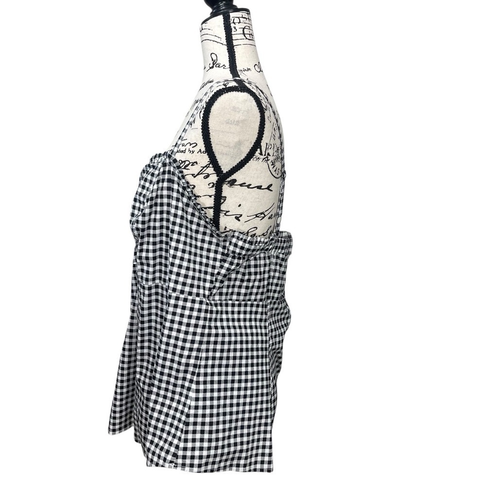 Torrid Black White Gingham Plaid Poplin Cami Sweetheart Tank Top Zip Back Size 2 - Picture 7 of 11